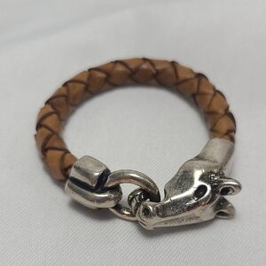 Braided Leather Horse Bracelet 6 3/4"